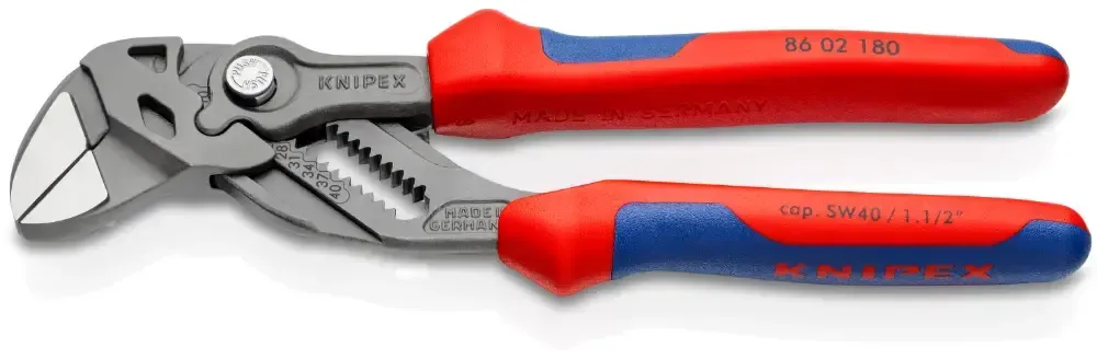KNIPEX Zangenschlüssel Zange und Schraubenschlüssel in einem Werkzeug grau atramentiert 180 mm - 8602180SB