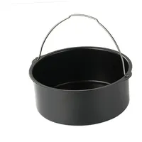 COLLBATH Kuchenfass Aus Antihaftbeschichtetem Metall Heißluftfritteusen Zubehör Mit Tragbarem Griff Kompakter Kuchenbehälter Für Backen Zu Hause Und Restaurant Spülmaschinenfest