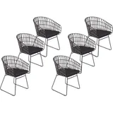 SAM 6er Set Rattanstuhl Lima, Farbe Anthrazit, inklusive Sitzkissen, Korbstuhl mit Metallrahmen, Geflechtstuhl/Eisenstuhl im Retro-Design, Esszimmerstuhl mit Armlehnen