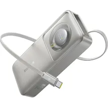 Baseus Free2Pull Powerbank mit Usb-c-anschluss und einziehbarem USB-C-Kabel - grau