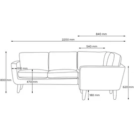 Konsimo Eckcouch Velours 2-Sitzer Schwarz