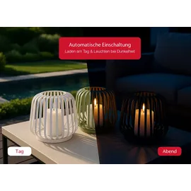 candela lights Laterne Metall 20x20x17 cm Solar inkl. LED Stumpenkerze schwarz