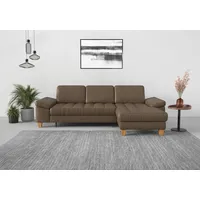 sit&more Ecksofa SIT & MORE "Westham L-Form", braun (coffee), B:275cm H:88cm T:172cm, 100% Polyester, Sofas, Ecksofa, mit Recamiere, mit oder ohne Bettfunktion, Bettkasten, Füße Eiche