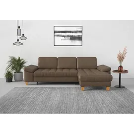 sit&more Ecksofa SIT & MORE "Westham L-Form", braun (coffee), B:275cm H:88cm T:172cm, 100% Polyester, Sofas, Ecksofa, mit Recamiere, mit oder ohne Bettfunktion, Bettkasten, Füße Eiche