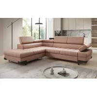 Luxusbetten24 Schlafsofa Designer L Sofa Noelia in Echtleder, mit Schlaffunktion und Stauraum rosa