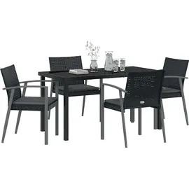vidaXL Garten Essgruppe 5 pcs Schwarz Poly Rattan