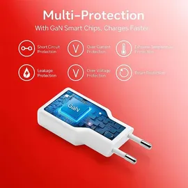 Equip 2-Port 20W GaN Slim USB PD-Ladegerät, USB-C x1, USB-A x1