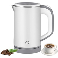 800ML Reisewasserkocher Klein, 600W 5 Minuten Schnelles Kochen Mini Edelstahl Wasserkocher, Überhitzungsschutz Leise Reise Mini Wasserkocher Elektrischer Kettle für Tee Kaffee Babymilch (Weiß)