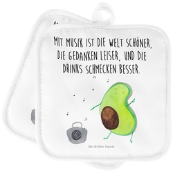 Mr. & Mrs. Panda Topflappen Avocado tanzt - Weiß - Geschenk, Vegan, Gesund, Topflappen lustig, To, (1-tlg) weiß