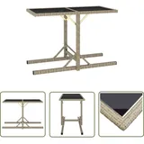 The Living Store - Gartentisch Beige 110×53×72 Cm Glas Und Poly Rattan - Gartentisch - Esstisch - Terrassenmöbel - Outdoor Möbel - Polyrattan Tisch