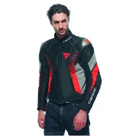 Dainese Super Rider 2 Absolute Leder-Textiljacke wasserdicht Schwarz/Grau/Rot 58
