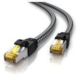 Primewire Patchkabel CAT 7 Rohkabel mit Baumwollummantelung - Gigabit Ethernet LAN Kabel 10 Gbit/s S/FTP PIMF Schirmung - Netzwerkkabel 5m