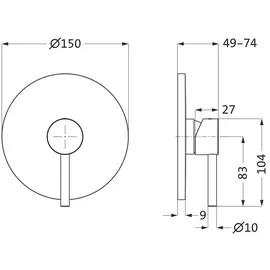 Herzbach Deep Unterputz-Duscharmatur mit Mischer für 1 Verbraucher Chrom 18.210550.1.01