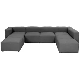 58 aufm Kessel Wohnlandschaft Flachgewebe 3-Sitzer Grau