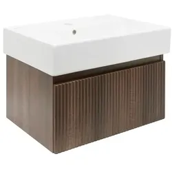 SAT Evolution Badezimmerschrank mit Waschbecken 58x30x44,8 cm Walnuss matt SATEVO60NAU2