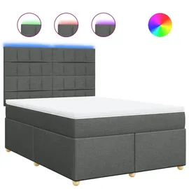vidaXL Boxspringbett mit Matratze Dunkelgrau 160x200 cm Stoff