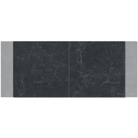 DeLife Esstisch Edge 180-220x90cm Keramik Laminam®Nero Greco Anthrazit Kreuzgestell Rechteck Edelstahl ausziehbar - Grau