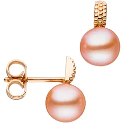 Perlenohrringe JOBO "Ohrringe mit Perlen", rosa (roségold 585), Ohrringe, Damen, Roségold 585-Perlen, Rosu00e9gold 585, Perlen, 585 Roségold mit Süßwasser-Zuchtperlen