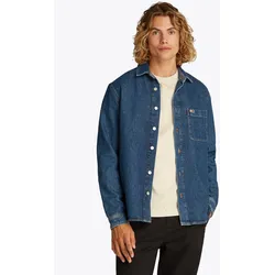 Jeanshemd TOMMY JEANS "REGULAR LS SHIRT BI5031", Herren, Gr. XL, N-Gr, blau (denim medium), Denim/Jeans, Obermaterial: 100% Baumwolle, casual, regular fit, Langarm Manschette, Hemden