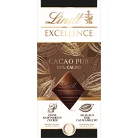 Lindt EXCELLENCE CACAO PUR - Edelbitter-Schokolade | 1 x 50 g Tafel | Ganz ohne raffinierten Zucker | Alles aus der Kakao-Frucht | Intensiver Kakao-Geschmack | Dunkle Schokolade | Vegane Schokolade