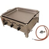 BSR-Grillen 3-flammiger Profi Gasgrill aus Edelstahl, stufenlos regelbar, mit Gasschlauch und Druckminderer (10,8 kW | Grillpfanne Stahl)