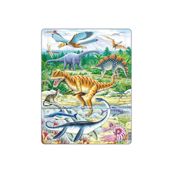 Larsen Puzzle Rahmen-Puzzle, 35 Teile, 36x28 cm, Dinosaurier, Puzzleteile