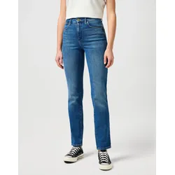 Straight-Jeans WRANGLER, Damen, Gr. 27, Länge 30, blau (airblau), Denim/Jeans, Obermaterial: 99% Baumwolle, 1% Elasthan, casual, straight fit lang, Jeans