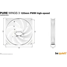 be quiet! Lüfter Pure Wings 3 White PWM high-speed - 120mm Gehäuselüfter