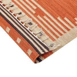 Beliani Teppich Gavar Orange 80 x 300 cm, Baumwolle Kelim