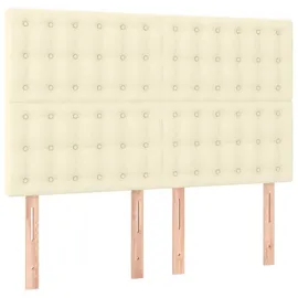 vidaXL Boxspringbett mit Matratze Creme 140x200 cm Kunstleder