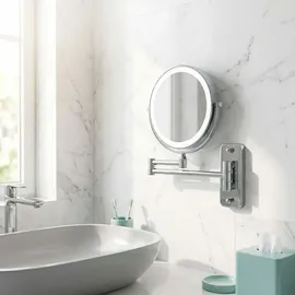 Relaxdays Kosmetikspiegel mit Beleuchtung Wand, Silber