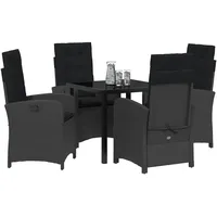 vidaXL Garten Essgruppe 5 pcs Schwarz Poly-Rattan