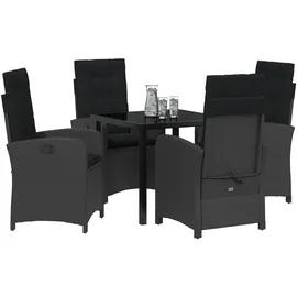 vidaXL Garten Essgruppe 5 pcs Schwarz Poly-Rattan