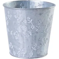 H&D Manufaktur Jinfa® | Metalltopf verzinkt | Zink | Höhe: 10,9 cm, Ø 14,8 cm | 1 verzinkter Metalltopf mit 3D-Look | Pflanztopf, Aschenbecher oder Dekoration
