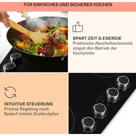 Klarstein Induktionskochfeld, Herd mit 4 Kochfelder, 6000W Induktion Einbauherd, Moderner Einbau-Induktionskochfeld mit 4 Platten, 4 Felder Glaskeramik Induktionskochfelder, Elektro Kochfeld