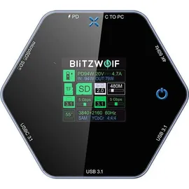 BLITZWOLF 8-in-1 Smart Display Docking Station, USB-C zu 2x USB 3.0 + HDMI 4K@60Hz + SD + USB-C PD