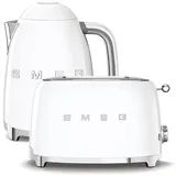 Wasserkocher SMEG 50's Retro Style 1,7l weiß + Toaster SMEG 50's Retro Style 2x2 weiß 950W