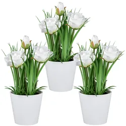 Kunstpflanze CREATIV GREEN "Rose", weiß, H:22cm, Kunststoff, Kunstpflanzen, mit Blüten und Knospen