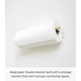 Yamazaki 2567 Tosca Magnetic Paper Towel Holder, White, Steel/Wood, 32 x 8.5 x 6 cm