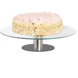 Relaxdays Tortenplatte drehbar, Standfuß, Kuchenplatte zum Dekorieren, Torten Drehteller für Kuchen, Ø 30cm, transparent, 1 Stück