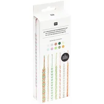 Rico Design DIY Freundschaftsarmbänder Set, Neon Mix, 10 x 8 m Stickgarn in 10 verschiedenen Farben, 100 % Baumwolle und Neon 100% Polyester