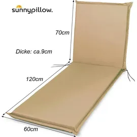 sunnypillow Liegenauflage 190 x 60 x 9 cm beige 1 St.