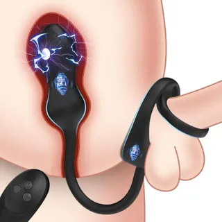 TDLPlus NEU Elektroshock Analvibratoren für Mann mit 10 Vibrations 3 Elektroschockmodi Prostata Stimulation Männer Penis Ring Vibrator Analplug Sexspielzeug für Männer Paare Extrem