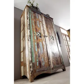 MASSIVMOEBEL24.DE Kleiderschrank Altholz 118 x 198 x 60 cm Mehrfarbig