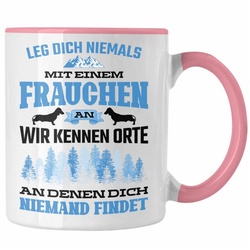 Trendation Tasse Trendation - Frauchen Tasse Geschenk Lustig Spruch Hundebesitzerin Geschenke Hund rosa