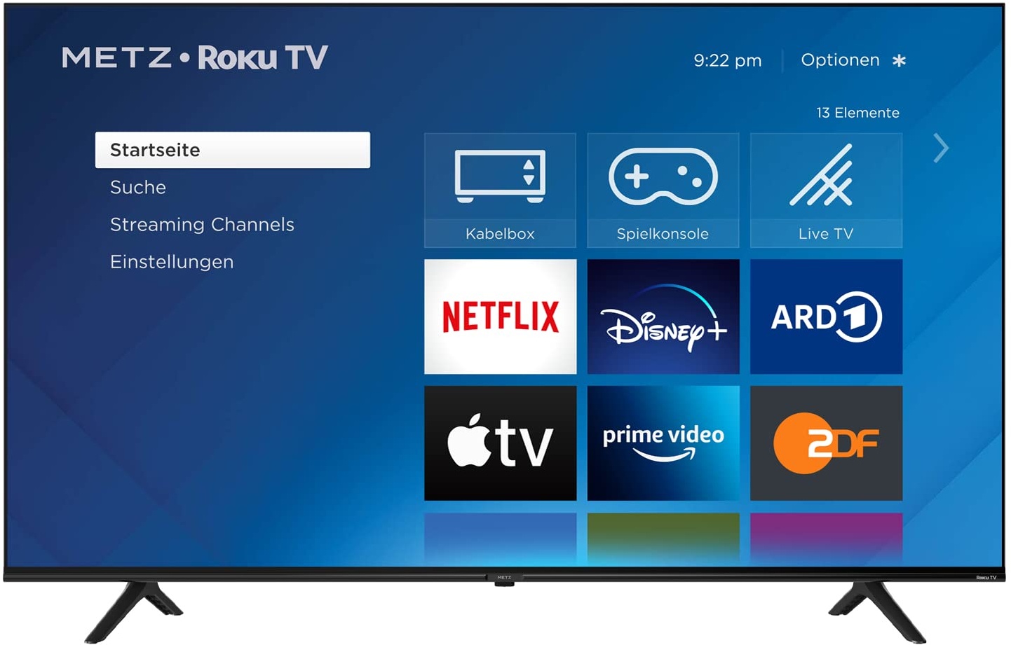 METZ Blue Roku TV, 4K UHD Smart TV, 55 Zoll, 139 cm, Fernseher mit Triple Tuner, mit WLAN, LAN, HDMI, USB, HDTV