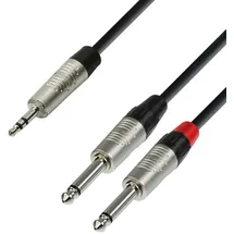 Adam Hall Cables 4 STAR YWPP 0600 Y-Kabel REAN 2 x Klinke TS auf Miniklinke TRS | 6 m