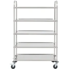 deluke Servierwagen KENNI für Küche 5-Etagen 107x55x147cm Edelstahl Küchenwagen mit Rollen Etagenwagen für Hotel Restaurant