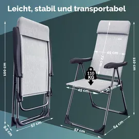 CASARIA Gartenstuhl 73 x 73 x 108 cm grau 2 St.