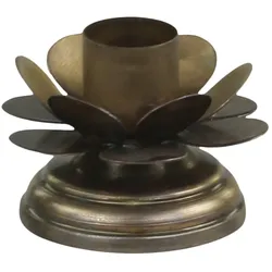 Chic Antique Kleiner Kerzenständer Blume aus Eisen, H4,5/D6 cm, messing